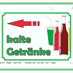 HB-Druck kalte Getränke Schild mit Pfeil links A1 (594x841mm)