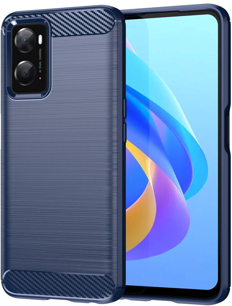 INCOVER OPPO A76 / Realme 9i Brushed Carbon Bagside Cover - Blå