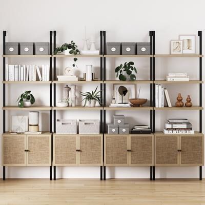 Nathan James Theo Open Shelf Industrial Bookcase with Drawers or Cabinets