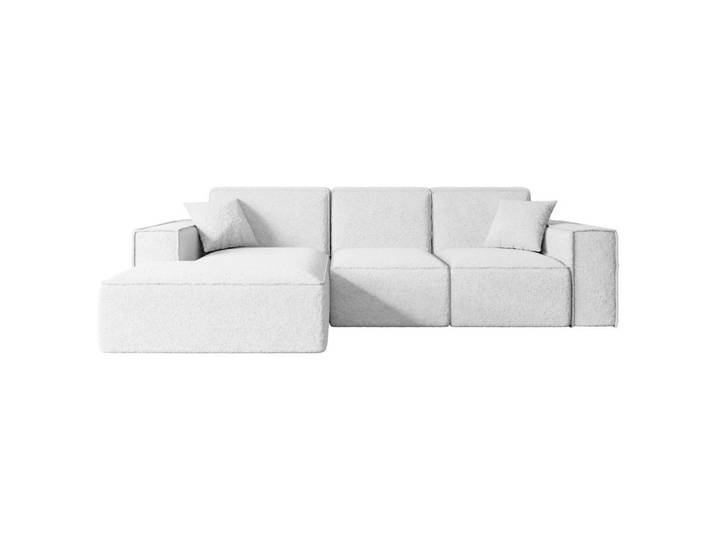 ECKSOFA Ottomane Links SERRA-L - 266x169x80 cm Weiß Bouclé