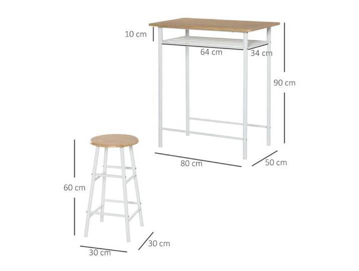 Ensemble table de bar 3 pièces Table de salle à manger avec 2 tabourets de bar Ensemble table de cuisine et chaises Table haute et
