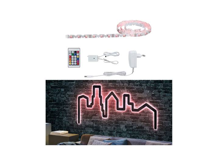PAULMANN LED-Streifen Function FlexLED 3D Set 1,5m RGB 11W 230V/24V 24VA Weiß , weiß, Flammen 1 Stk., Gesamtlänge 3,37m, Lichterketten, LED-Streifen