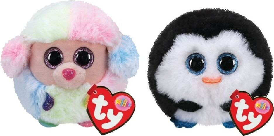 TY Teeny Puffies Pluchen Dieren Regenboogpoedel en Waddles Pinguïn