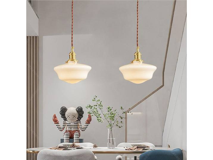 Lampe LED suspendue en verre blanc laiteux, design créatif, luminaire décoratif d'intérieur, idéal pour une cuisine, un salon, une chambre à coucher, un restaurant, un Bar, un lustre artistique, une
