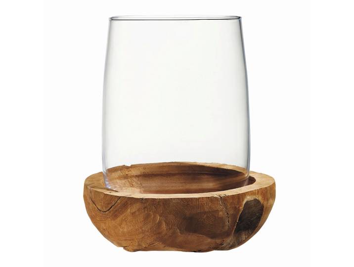 Leonardo Windlicht, Klar, Teakfarben, Holz, Glas, Teakholz, 23.00x27.00x23.00 cm, Glaseinsatz, Dekoration, Laternen & Windlichter, Windlichter
