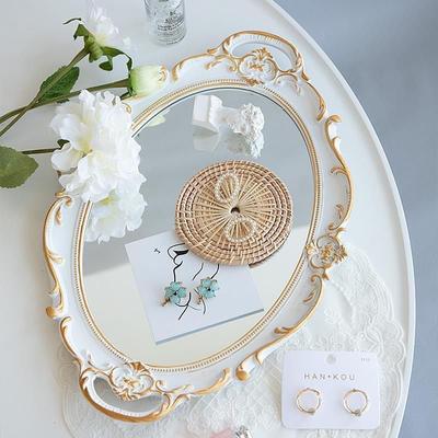 Shop Station Vintage Lace Mirrored Vanity Tray For Jewelry, Perfume & Cosmetics white