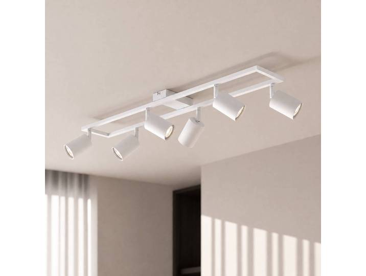 Lindby Deckenstrahler Bravius, weiß, 6-flammig, Eisen Bravius Lindby, dimmbar, weiß / opal, für Wohn- / Esszimmer, Metall
