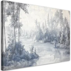 WANDBILD fluss natur bäume