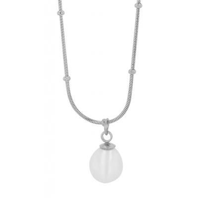 Kette mit Anhänger ADELIA´S "Damen Edelstahl Halskette mit Anhänger mit Perle", silber (silber, perle), Halsketten, Damen, Edelstahl