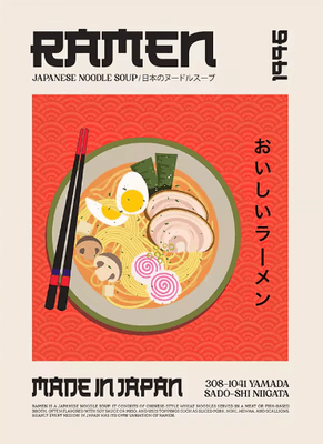 Inspire Picks Delicious Food Wall Art Canvas World Cuisine Kitchen Poster With Ravioli Ramen & Coffee 019 20x30cm No Frame