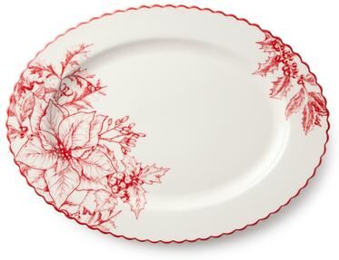 "Certified International Crimson Noel Oval Platter 16 x 12 - 16"" L x 12"" W x 1.125"" H"