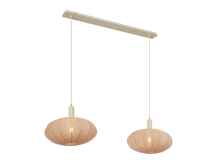 Suspension Japandi beige avec abat-jour en tissu 2 lumières -