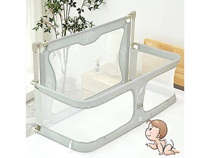 3 in 1 babybett,beistellbett baby,120x50cm,Babywiege,laufstall babybett,baby bett,Höhenverstellbares, beistellbett baby boxspringbett,mit Zubehör,baby laufstall, der auf das Bett gestellt werden kann