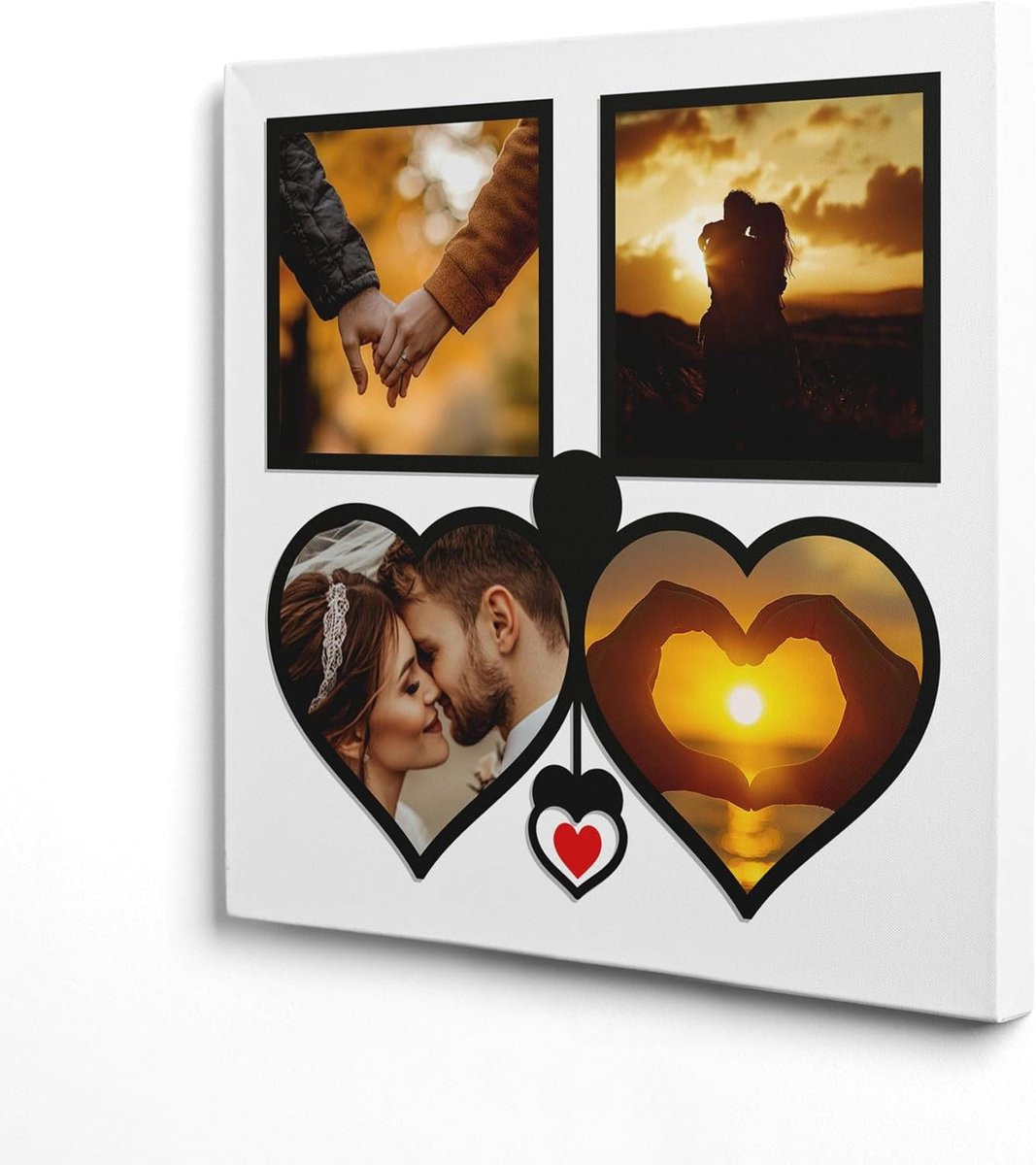 Gepersonaliseerde Canvas Liefdeskunst met Gevlochten Harten - 30 x 30 cm