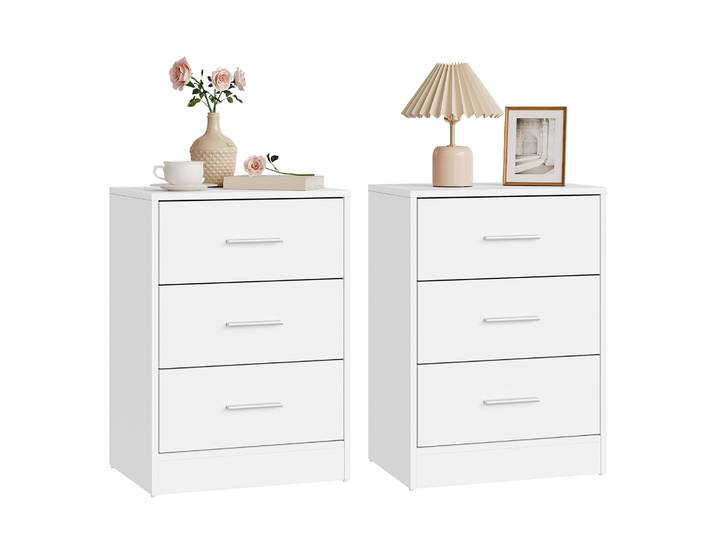 WOLTU 2 pièces/ensemble Table de chevet Table d'appoint 39x54x28cm avec 3 tiroirs armoire de rangement moderne pour chambre salon
