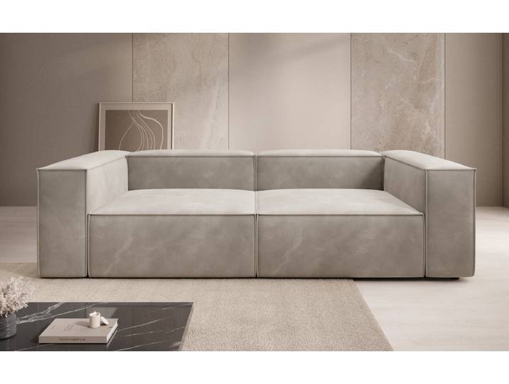 Designer Sofa Lesley 3 Sitzer in Samt - Beige - Samt - Luxusbetten24