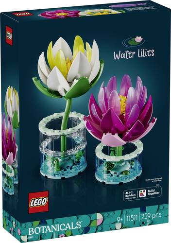 LEGO ICONS 11511 Botanicals Seerosen Zimmerdeko aus 2 Seerosen in durchsichtigen Vasen