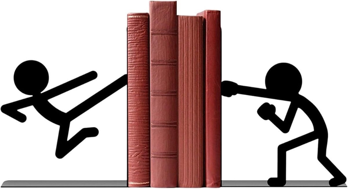 Decoratieve Boekensteunen Mensvormig Metaal - 19 cm Hoog - Gevecht