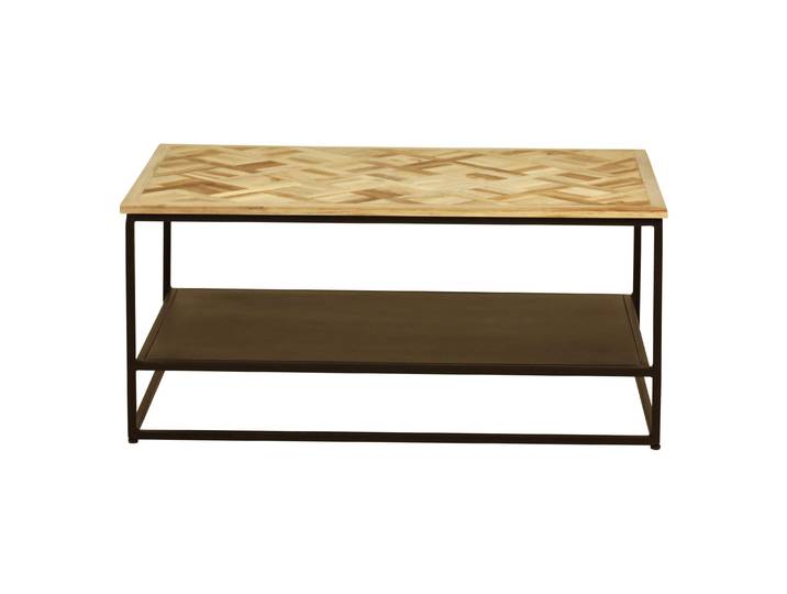 Table basse teck recyclé 90cm noir