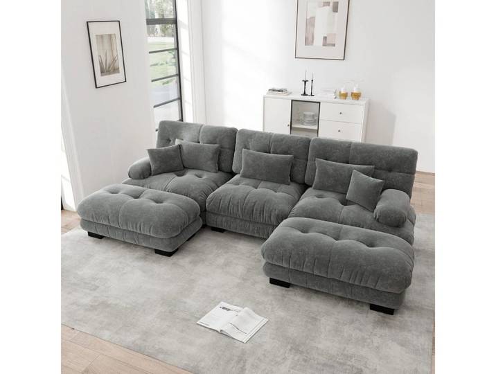 MIBODE Ecksofa Luxuriöses Modulares Ecksofa Übergroßes L-förmiges Cloud Couch