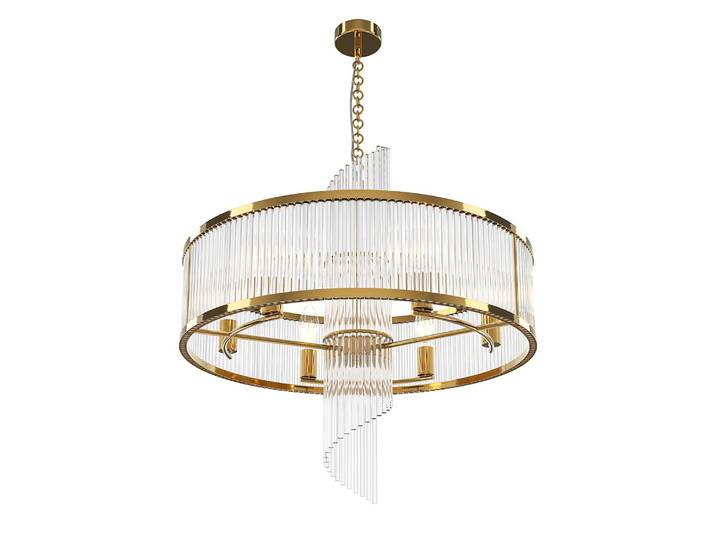 Pendelleuchte Frame Ø 58cm Gold Mischmetall / Klarglas E14