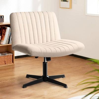 BOSSIN Criss Cross Chair Armless Office Desk Chair No Wheels,Fabric Padded Modern Swivel Vanity Chair office chair