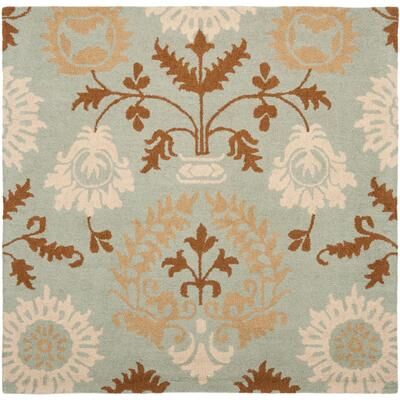 SAFAVIEH Handmade Blossom Blue Wool Rug