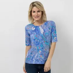 AMINATI® Shirt, 1/2-Arm Rundhalsausschnitt Seitenschlitze Allover-Druck