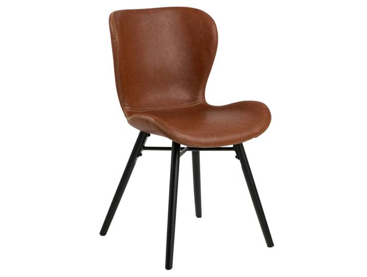 2er Set Actona Batilda -A1 Esszimmerstuhl Rubberwood/Leder look