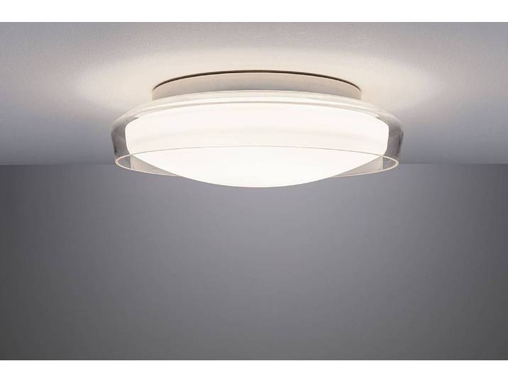 Plafonnier Luena Ø 35cm Blanc/Argenté Chrome Verre transparent LED Module LED