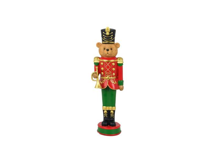 Weihnachtsdeko Bär aus Polyesterharz, beige, rot und grün
