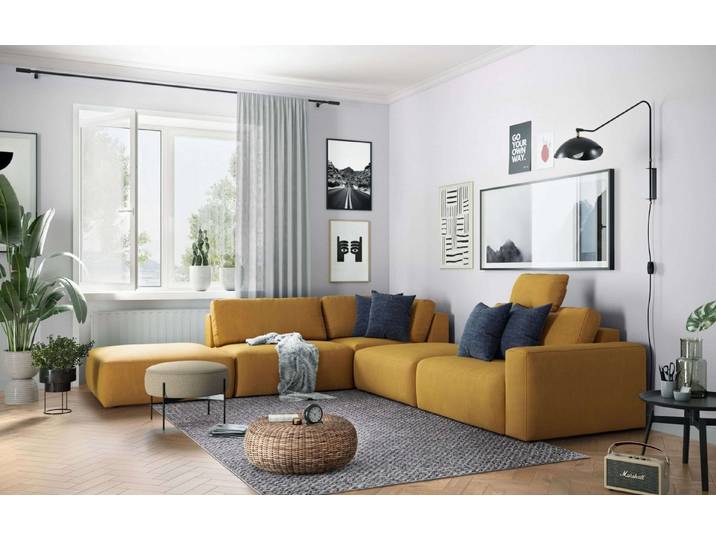 COTTA Ecksofa Lasso, Verstellbare Kopflehnen, frei im Raum stellbar