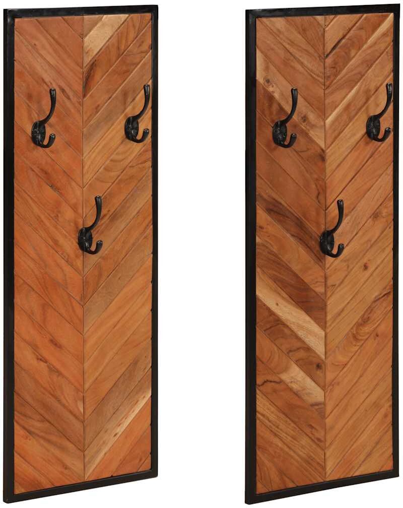 vidaXL Porte-manteaux 2 pcs 35x1x90 cm bois massif acacia