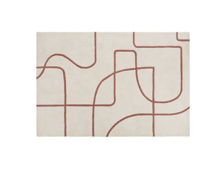 Getufteter Teppich in Ecru und Terrakotta, Wolle und Baumwolle, 160 x 230 cm