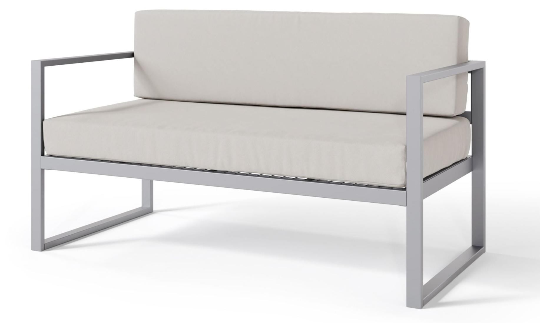 Selsey Dywilly - Garten-Sofa 2-Sitzer, wasserabweisend, grau/graues Gestell