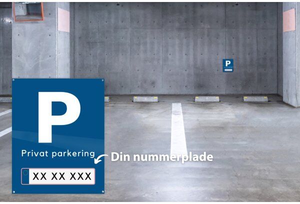 Securit Skilt   P + Privat Parkering + Nr.Plade   20x25 Cm