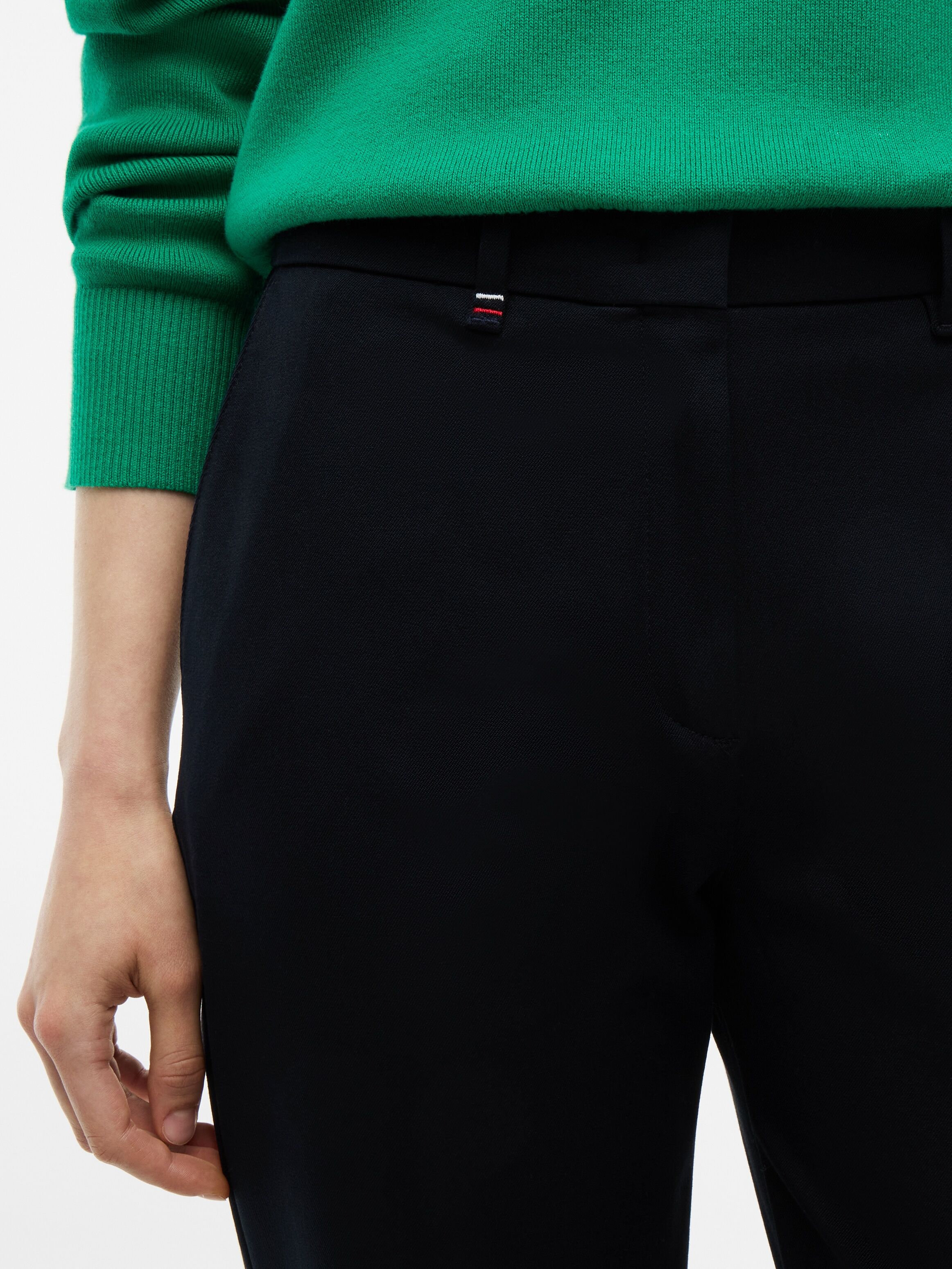 Anzughose TOMMY HILFIGER "GABARDINE SLIM STRAIGHT", Damen, Gr. 38, N-Gr, schwarz, Web, Obermaterial: 95% Baumwolle, 5% Elasthan, unifarben, slim fit lang, Hosen Anzughose, Baumwollmischung, slim fit schwarz 38, N-Gr