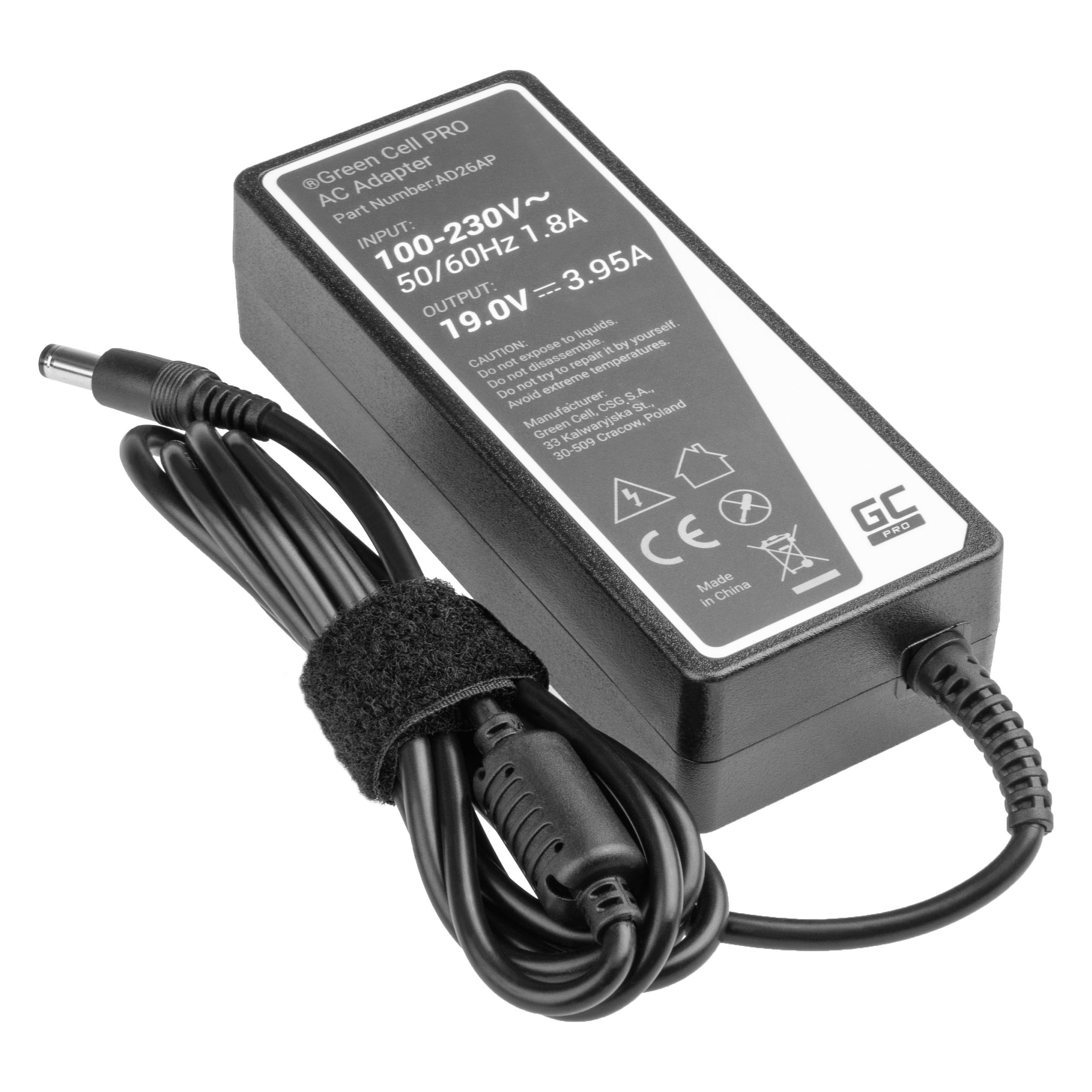 GreenCell PRO Laptop Charger for Toshiba Satellite HP Pavilion Compaq Acer - 19V - 3.95A - 75W (75 W) (AD26AP)