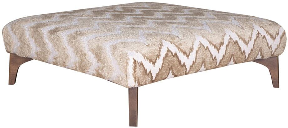 Gisele Mink Textured Chenille Pillowback Sofa Range with Walnut Legs, Patterned Footstool