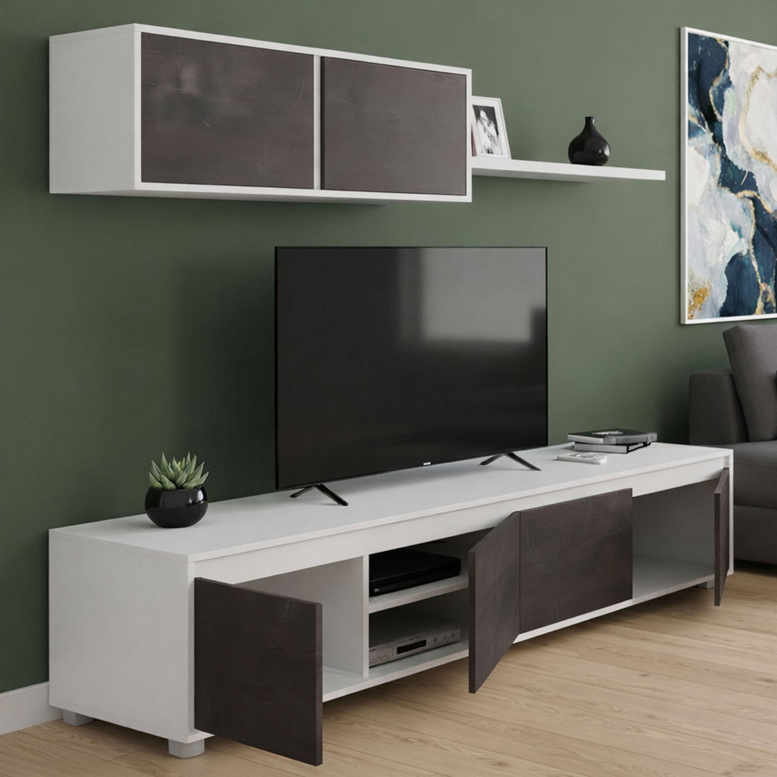 Dmora Wandmeubel Amir, Wit, 4 Planken
