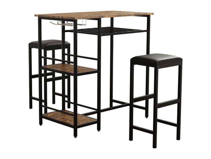 Mid.you Bartisch, Schwarz, Eichefarben, Metall, Holzwerkstoff, rechteckig, eckig, 50x93x90 cm, Esszimmer, Esstische, Stehtische
