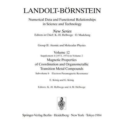 Electron Paramagnetic Resonance / Paramagnetische Elektronenresonanz, Gebundene Ausgabe von E. König,G. König, Springer Berlin, 978-3-540-13018-5