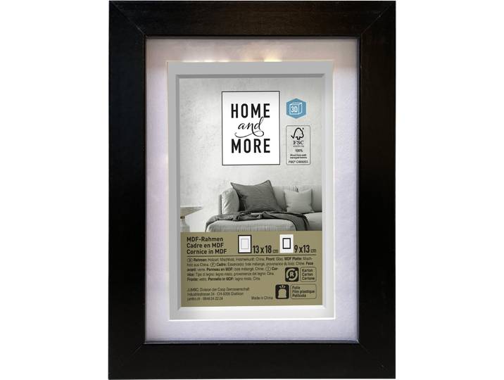 Home and More Bilderrahmen 13 x 18 cm Schwarz MDF