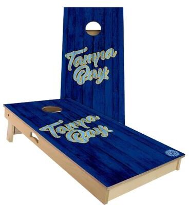 Skip's Garage Tampa Bay Vintage Baseball Outdoor Cornhole Board Set