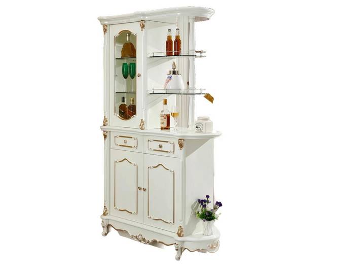 Xlmoebel Vitrine Elegantes Holzregal mit Trennwand und Vitrine für die Hausbar (1-St., Bar Vitrine) Hergestellt in Europa