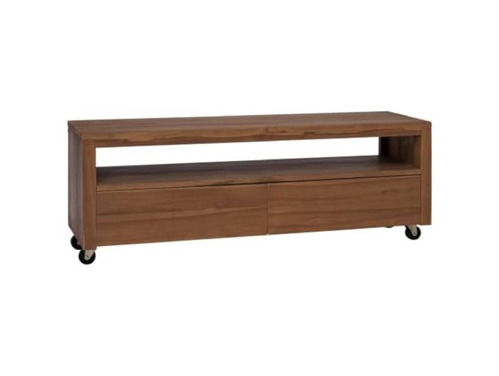 Makastle TV-Schrank Massivholz Teak 110x30x40 cm Natur