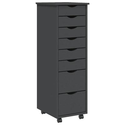 Helloshop26 - Rollbarer Schrank mit Schubladen praktisches modernes Design Bürostil 34 x 39 x 103 cm aus grauem Kiefernholz 02_0047164