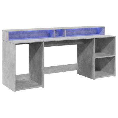 Helloshop26 - Schreibtisch Tisch Arbeitsplatz Computermöbel Schreibtisch mit LED-Beleuchtung 200 x 55 x 91 cm Holzwerkstoff grau 02_0023803
