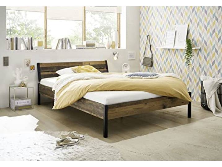 möbelando Bett >Marseille< in Old Style Dunkel - 146,4x73,4x215,6cm (BxHxT)