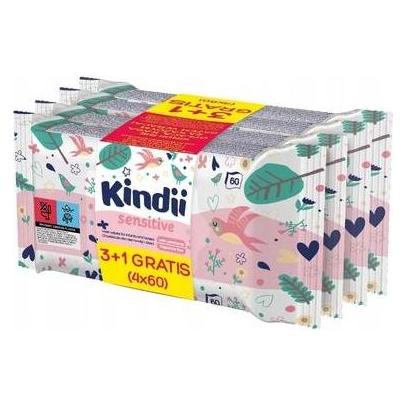 Ymiko Kindii Sensitive Wet Wipes For Children - 4 Packs Of 60 Pieces (4 x 60 Stk.) (KINDII)